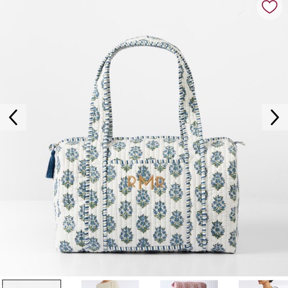 Mark and Graham Floral Quilted Tote in White Flower no monogram / embroidery - Picture 7 of 7